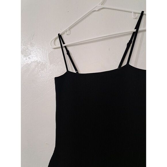Babaton Womens Small RIBBED STRETCH bodycon LITTLE BLACK DRESS DATE NIGHT MINI - Picture 2 of 8